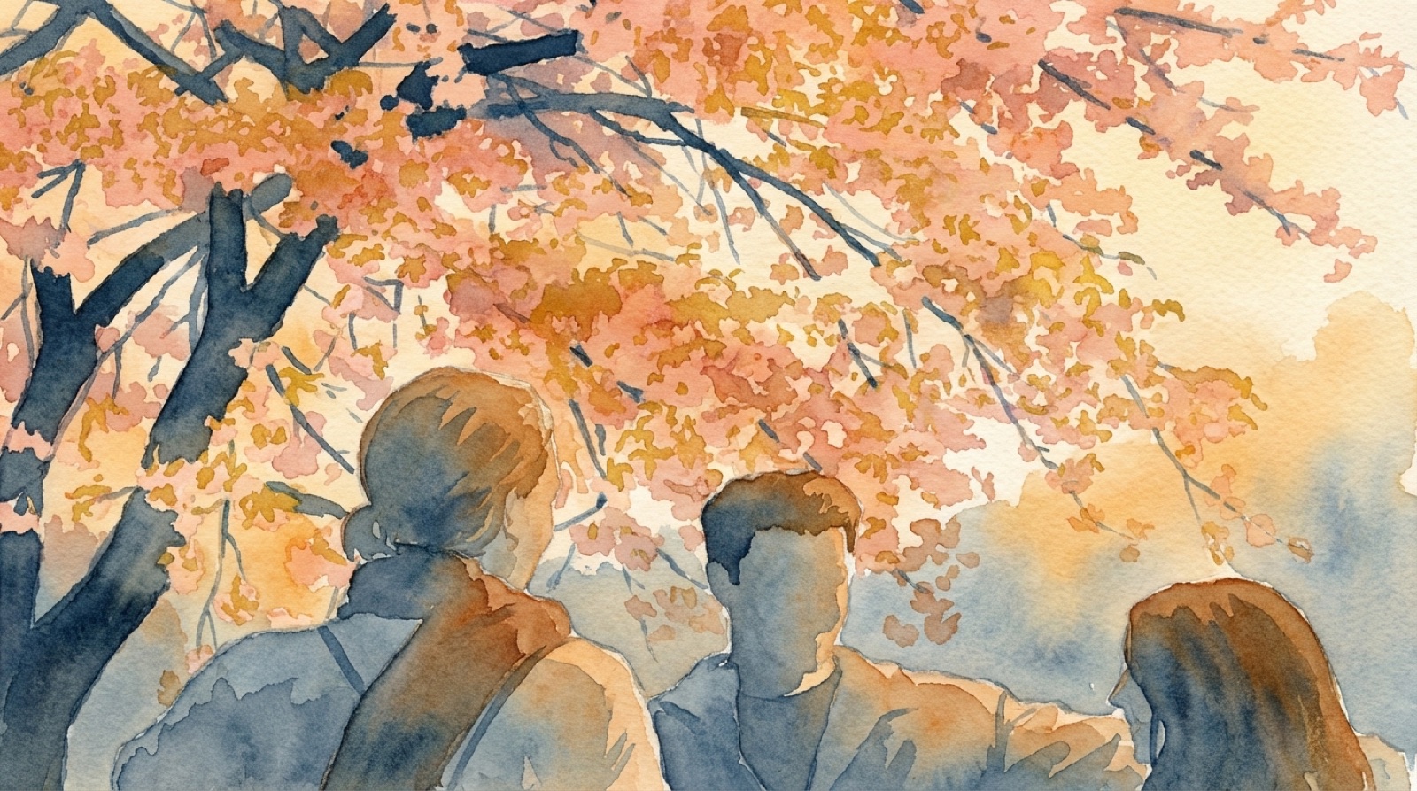 Under cherry blossoms